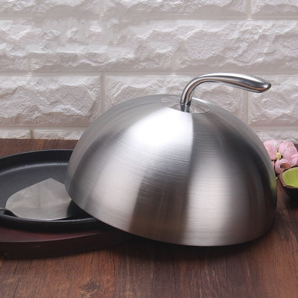 Stainless Steel Cloche Food Cover Dome Serving Plate Dish Dining Dinner