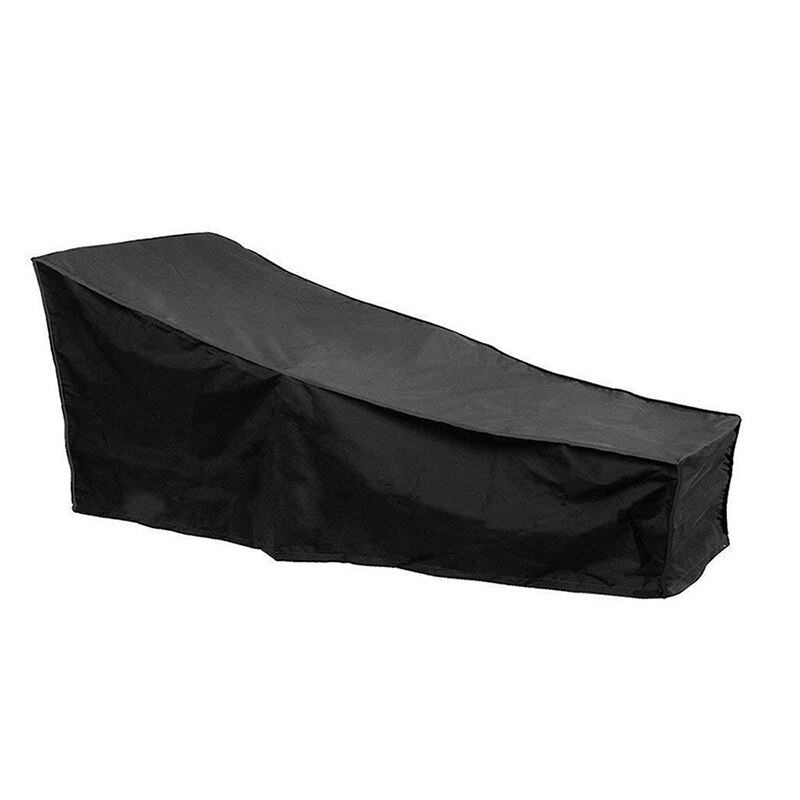 Sort polyester lounge stol støvdæksel vandtæt udendørs have gårdhave møbler til strandstole beskyttelsespose udendørs: 1pc 210 x 75 x 80 x 40cm