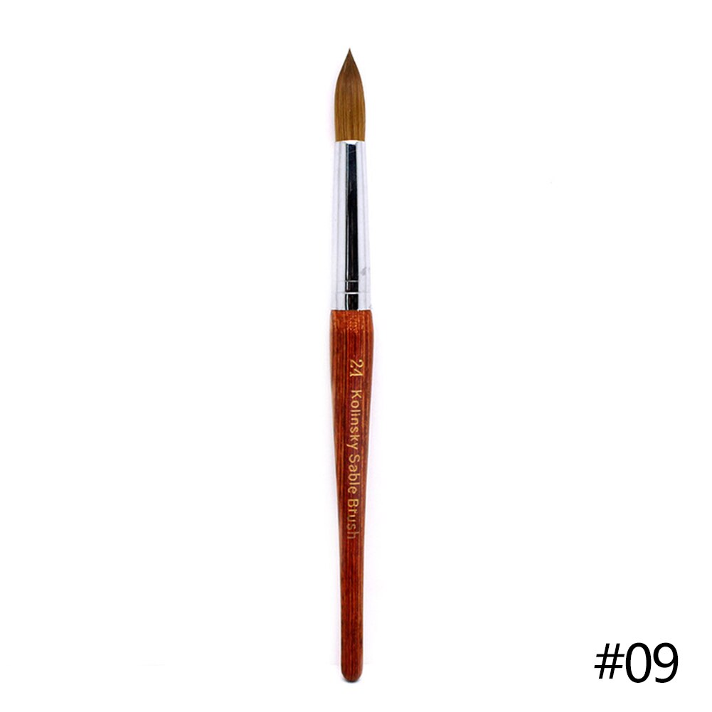Pincel redondo plano Kolinsky para uñas, brocha de Gel para manicura, con mango de madera: Multicolor