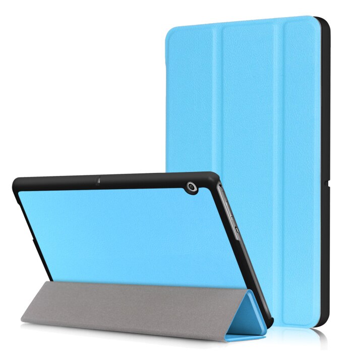 Case For Huawei MediaPad T3 10 AGS-L09 AGS-L03 9.6 inch Cover Tablet for Honor Play Pad 2 9.6 Slim Flip PU Case+Film+Pen: sky blue