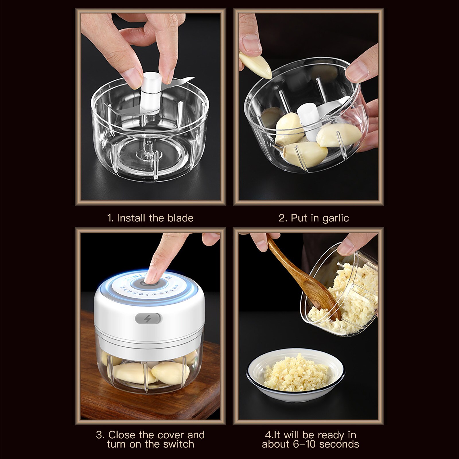 Groente Stamper Machine Mini Draadloze Keuken Gadget Elektrische Handheld Gehakt Knoflook Groente Squeezer