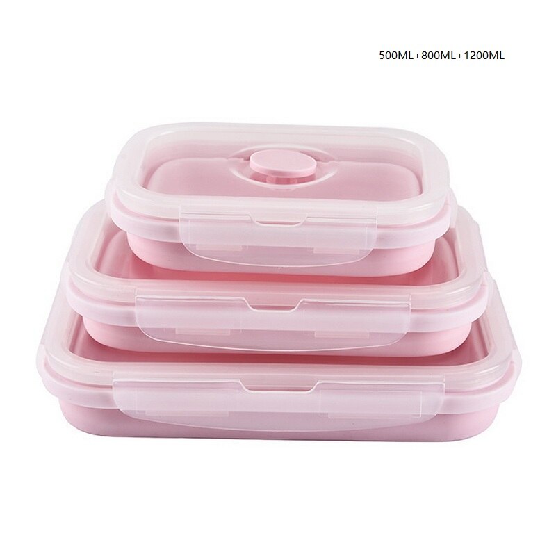Silicone Collapsible Microwave Bento Lunch Box Portable Healthy Material Lunch Box Food Storage Container Foodbox 1Pc/3Pc