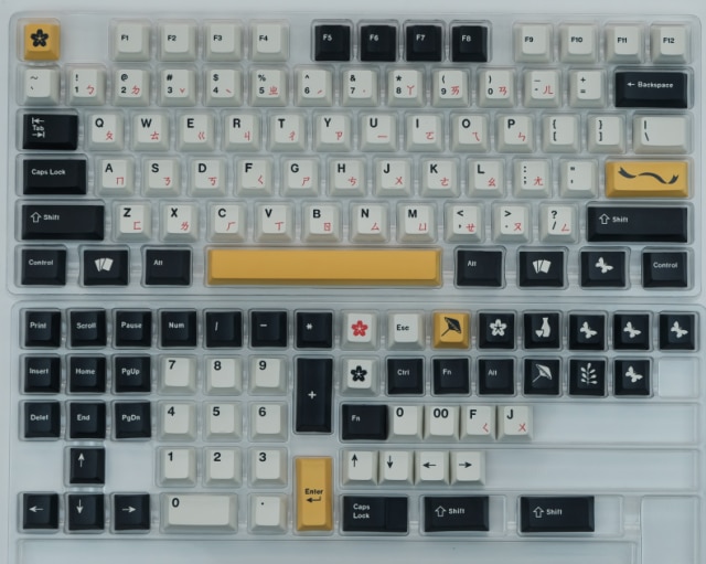 128 Keys GMK Matsu Keycaps Japanese/English Cherry Profile PBT Dye Sublimation Mechanical Keyboard Keycap For MX Switch 61/64/87: 127keys  Matsu