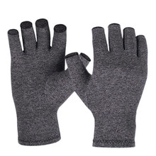 Mand kvinder solid elastisk hånd beskyttende gigt handsker smertelindring sundhed sort halvfinger åndbar kompression reumatoid
