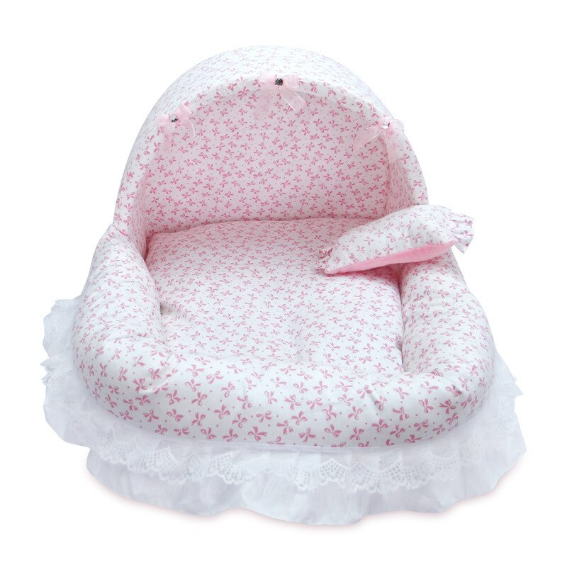 Luxury Princess Dog Bed Warm Fleece Lace Puppy House Pet Cozy Nest Kennel Sleep Cushion Washable Cat Dog Beds Dog Sofa Mat: Bowknot / 46x38x34cm