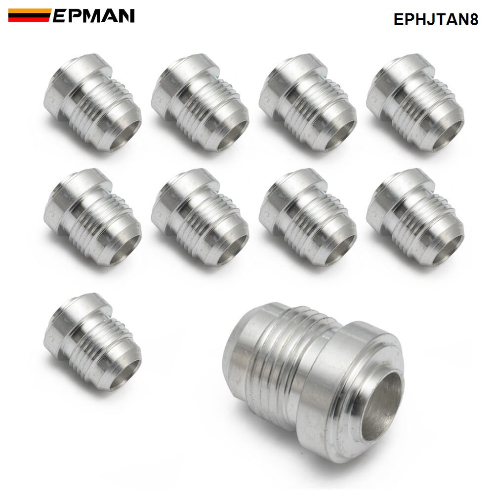 EPMAN 10PCS AN8 Male Aluminum Weld on Bung Boss Hose Fitting Adapter for Fuel Oil Spare Swirl Pots, Surge Tanks EPHJTAN8