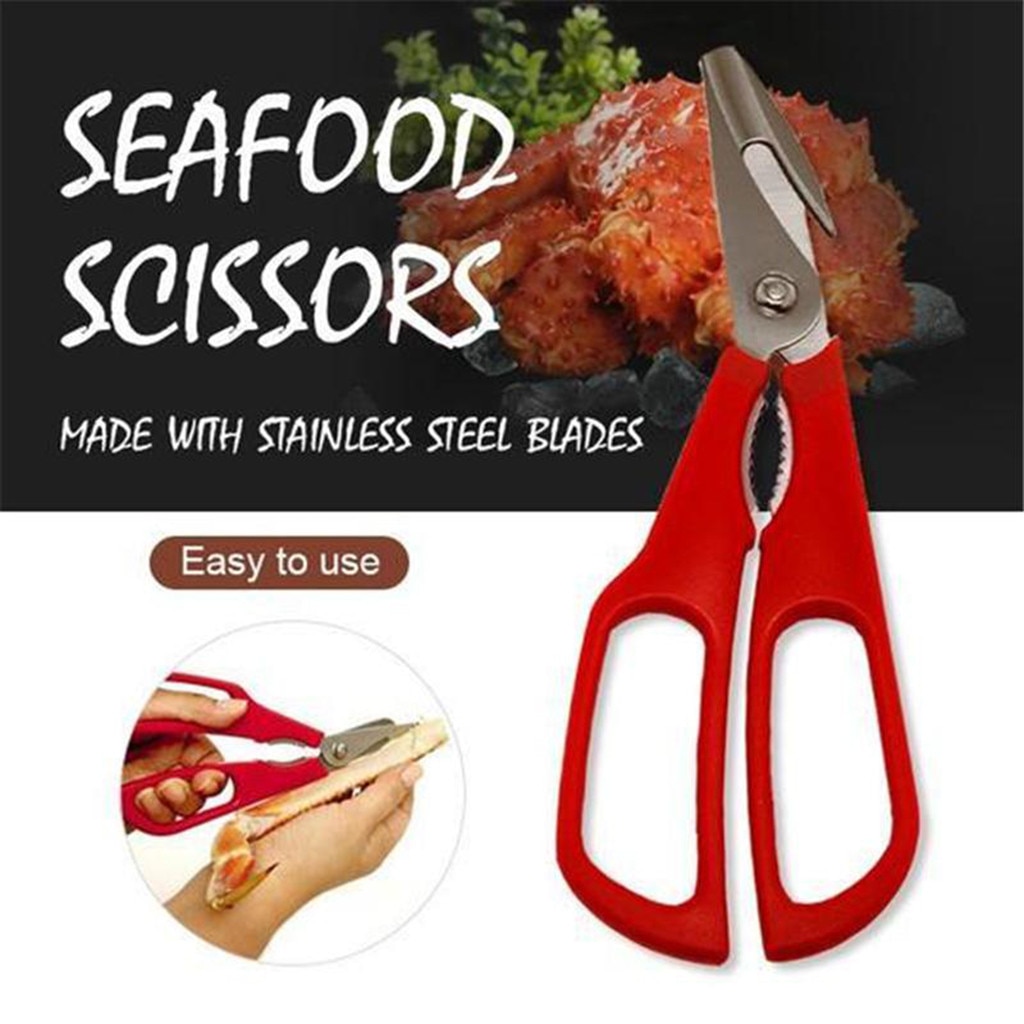 1PC acier inoxydable fruits de mer ciseaux homard poisson crevette crabe fruits de mer ciseaux cisailles cisaille coquilles cuisine outil # T2