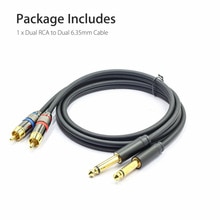 5FT 1/4 Inch TRS Jack To Dual RCA Cable Gold-Plated 6.35mm To 2 RCA Stereo Audio Reduce Noise Fidelity Effect Instruments Parts