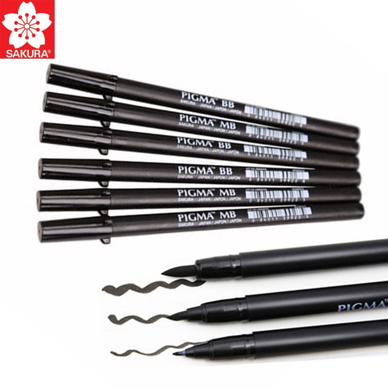 1 pcs Japan Sakura PIGMA Kalligrafieborstel Pen Fine/Medium/Bold Tip Professionele Pennen Brush Art Marker Stiften technische Markers