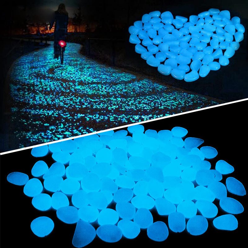 100pcs Garden Glow in the Dark Luminous Pebbles for Walkways Plants Aquarium Decor Glow Stones Garden Decoration
