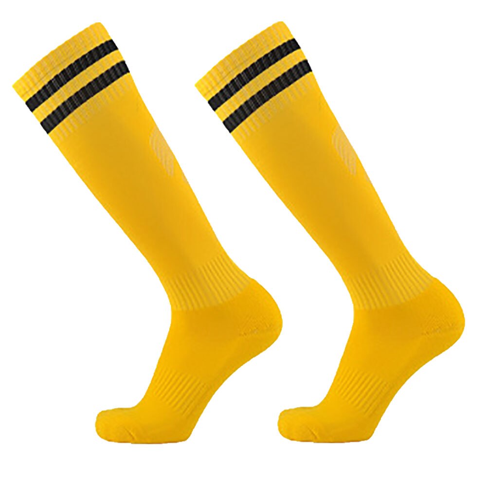 Adulti Bambini Traspirante Asciugatura Rapida Anti-Slip di Calcio di gioco del Calcio di Sport Proteggere Lungo Tubo Calzini E Calzettoni: Yellow Black / Adult 21cm