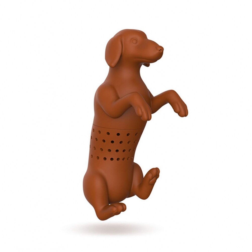 Infusor de té de perro mascota gris negro Filtro de té de alimentaria colador de té de Purrtea de goma de silicona: Marrón