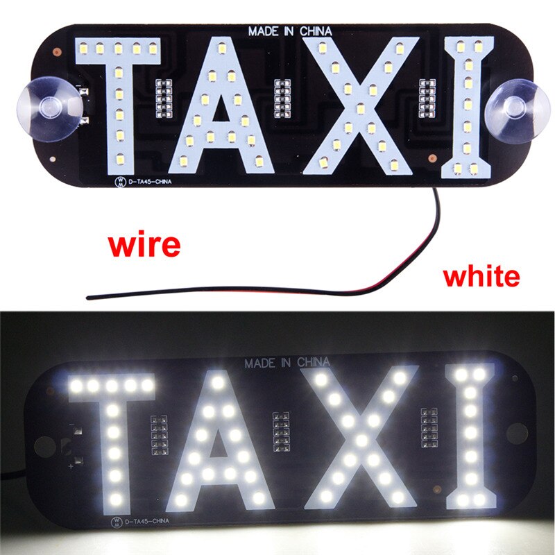 Werbung Licht für Taxi Tafel Zeichen 12V LED Auto Ladegerät Windschutzscheibe Taxi Anzeige Signal Licht Windschutzscheibe Lampe Taxi oben licht: Kabel Weiß