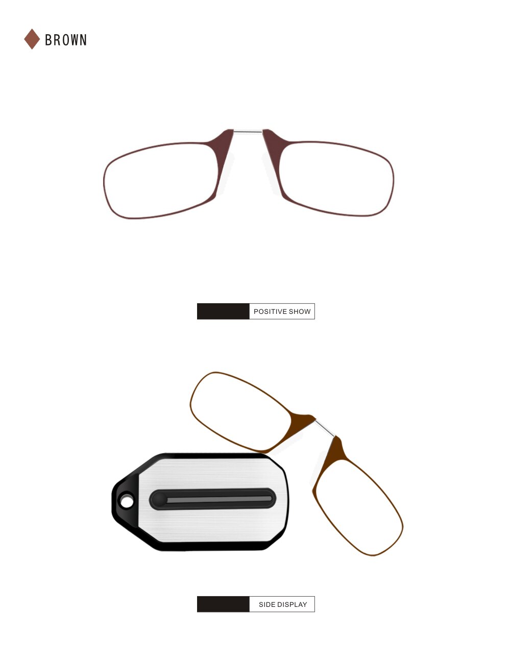 Mini Neusclip op Leesglas Mannen voor Vrouwen Randloze Draagbare Vergrootglas Verziend Bril Brillen Dames: Bruin / +100