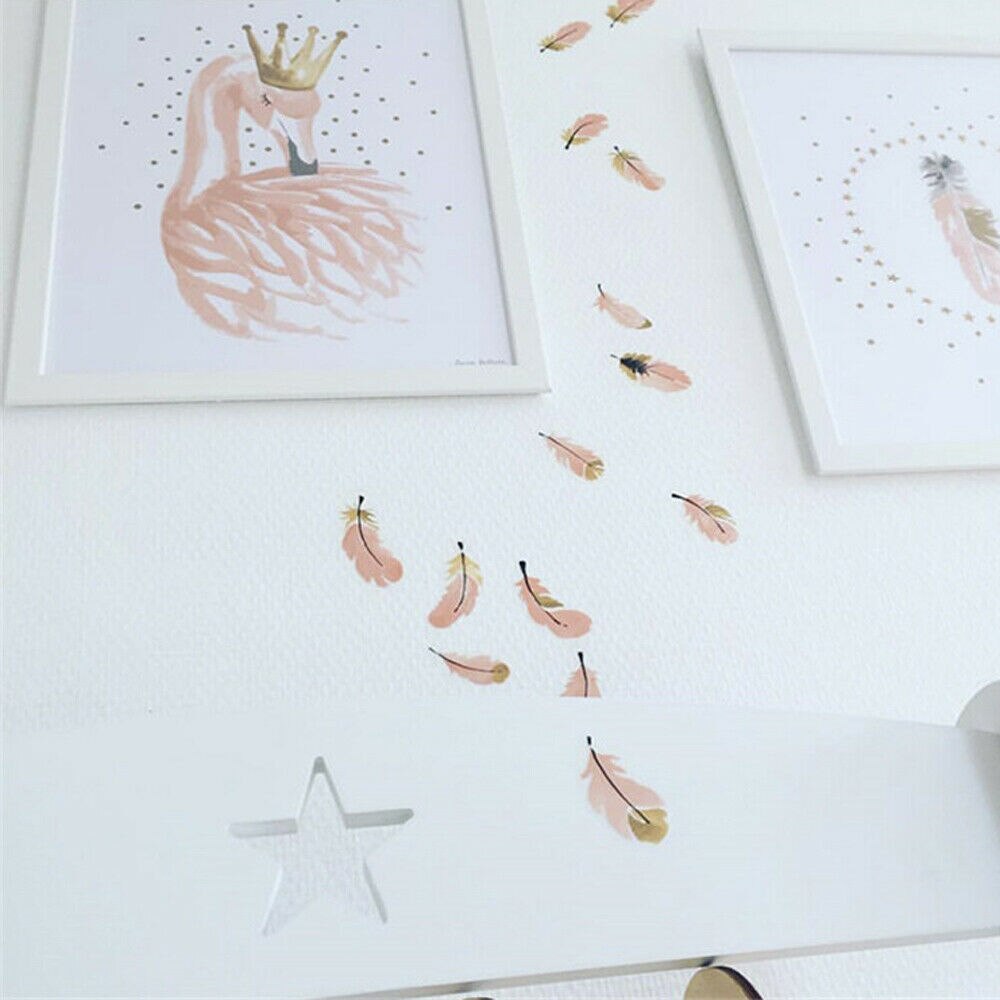 Diy fjer væg kunst klistermærke barn baby soveværelse vindue klistermærker hjem dekoration vægmaleri bil vinyl væg kunst nyligt