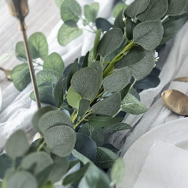 Konstgjord eukalyptusgirland med pilrankor , 2 förpackningar 6.5 fot eukalyptusgirland grönska, silverdollareukalyptus