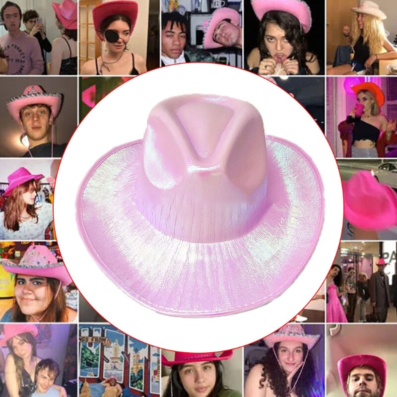 Funny Party Hats Cowboy Hat for Women Cowgirl Hat Cowgirl Costume Hat Space Cowboy Holographic Rave Hat