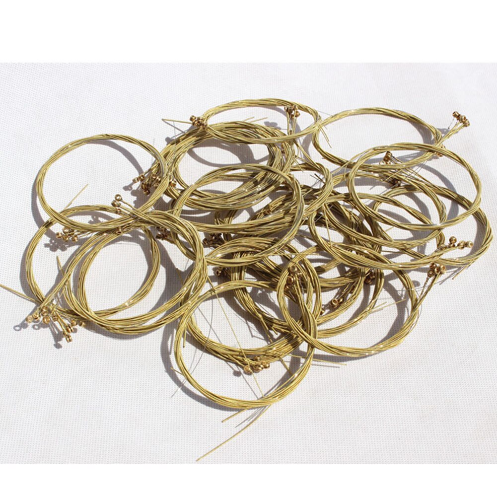 Akoestische Gitaar 6 stks/set Stalen Snaren Gauge Set van Houten Gitaar Gitaar Snaren E-A Messing Kleur Gitaar Onderdelen