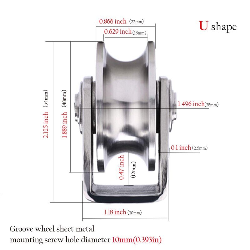 2 Stck Flaschenzug U 304 Edelstahl Rolle Rolle Duplex Lagerbier Stille Abnehmbare schwer Pflicht Rillen Rad beladen