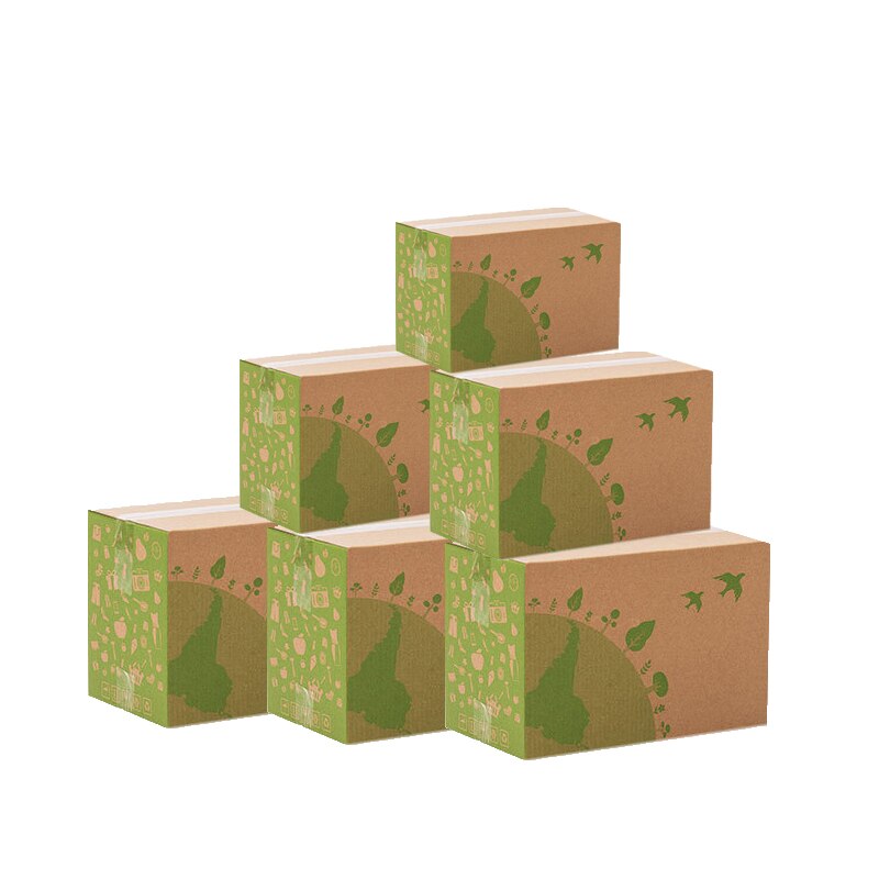 10Pcs Thicken Courier Boxes Green Printed Paper Box 3 layer Corrugated Box Cardboard Express Carton Small Jewelry Box