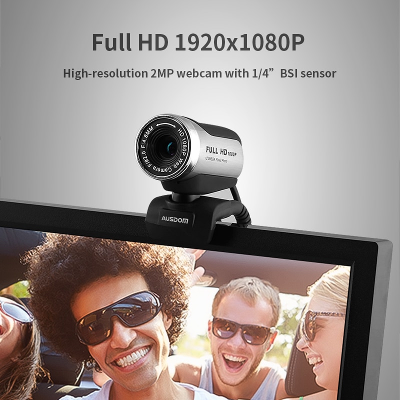 AUSDOM-caméra PC AW615, Webcam HD 2.0x1920 P, avec système de suppression de bruit, avec USB 1080, pour appels vidéos en ligne