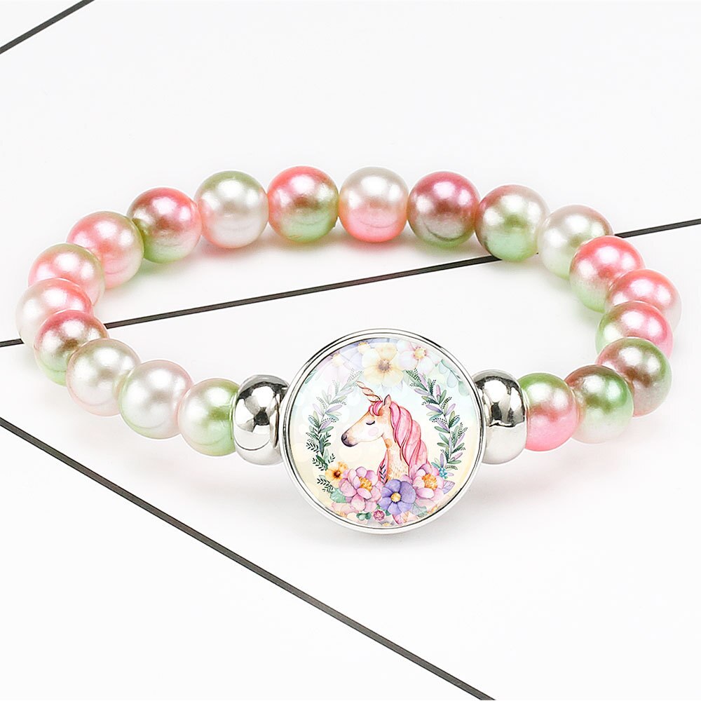 Cute Unicorns Beads Bracelets Bangles For Children Brand Jewelry Children Bracelet And Bangles Cartoon Women Accessories Girls B: 701