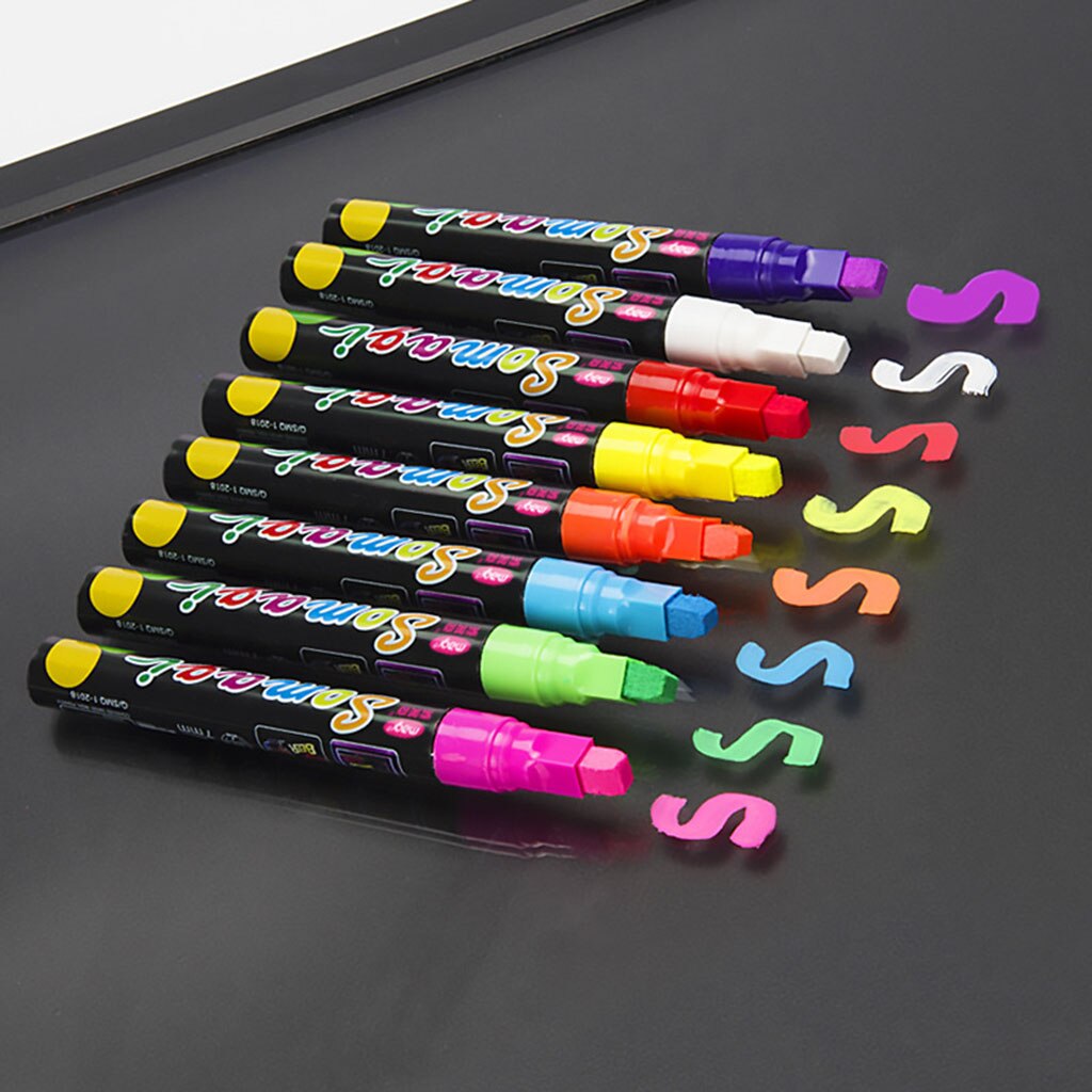 8 väriä korostuskynä fluoresoiva neste liitu merkki neon kynä led -kirjoituspöydälle liitutaulu lasi maalaus graffiti toimisto su