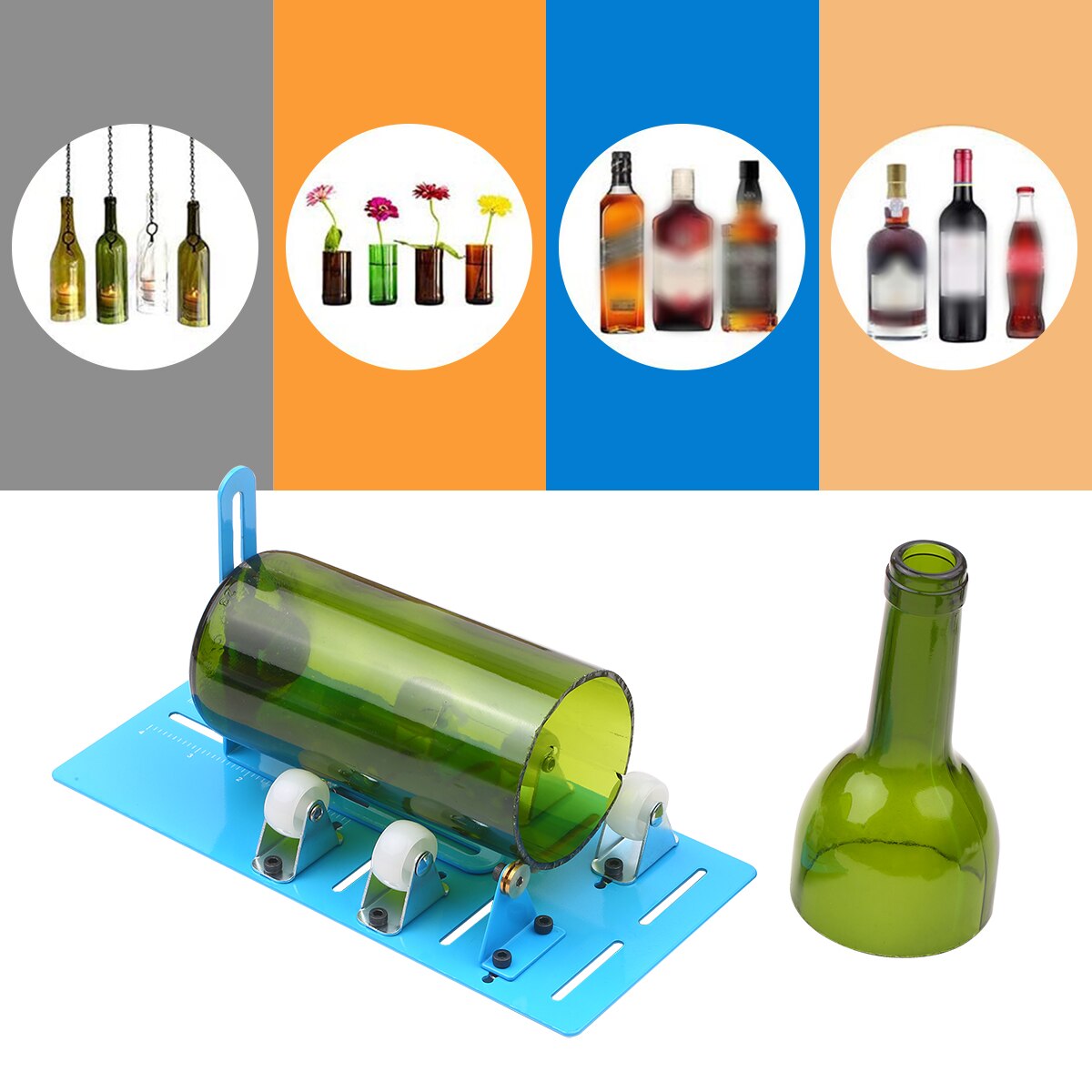 Glass Bottle Cutter DIY Machine For Cutting Wine Beer Whiskey Alcohol Champagne Craft Gloves Glasses Accessories Tool Kit
