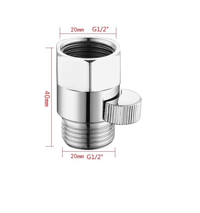 Bathroom Shower G1/2 Inch Brass Junction Water Flow Control Valve Straight-through Shut-off Angle Valve Hand shower quick switch: chrome