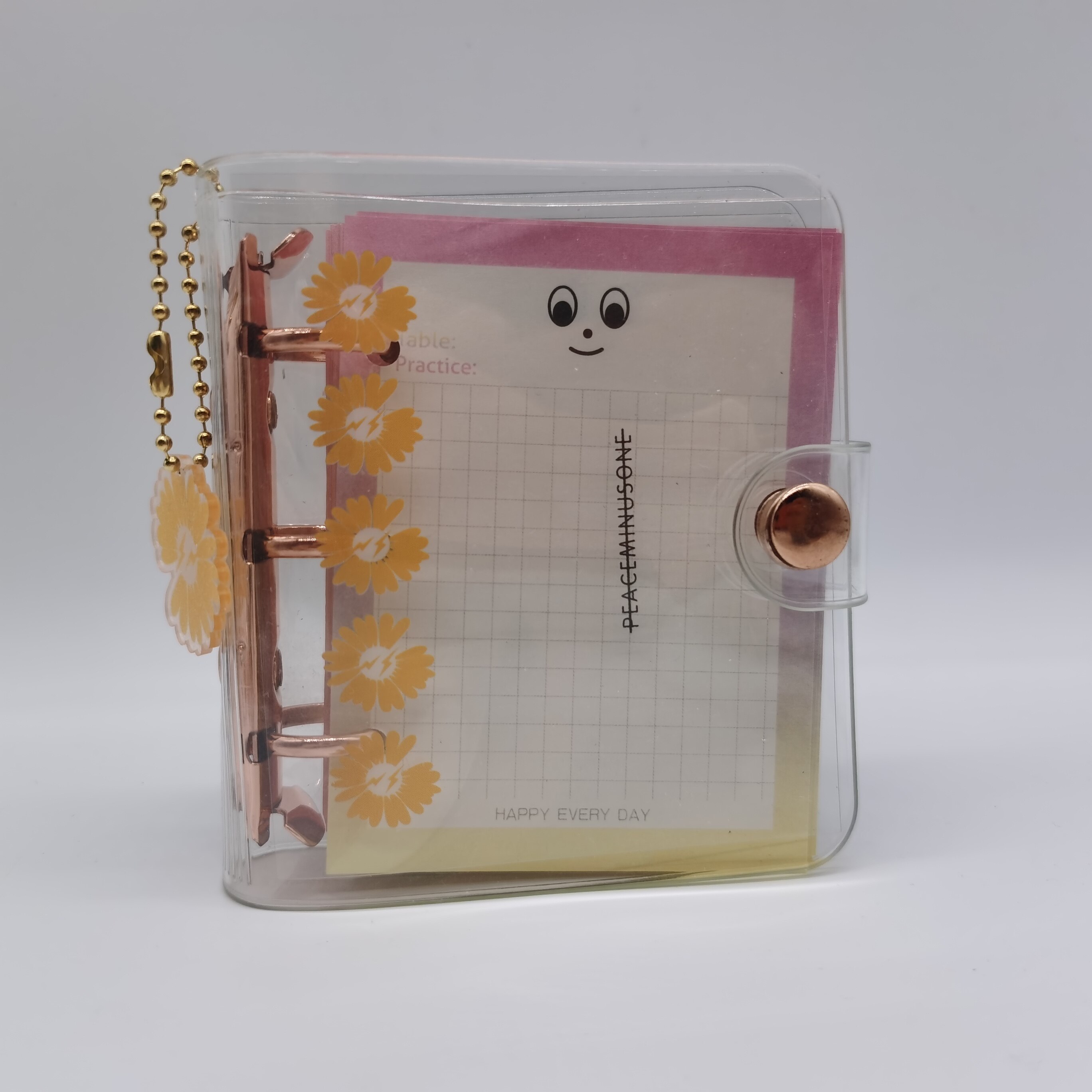 Daisy Cute Mini 3Holes Diary Set, Pocket Small Journal Traveler Planner Set 80sheets Blank Gird Dot Paper Daisy Pendant: Yellow Daisy