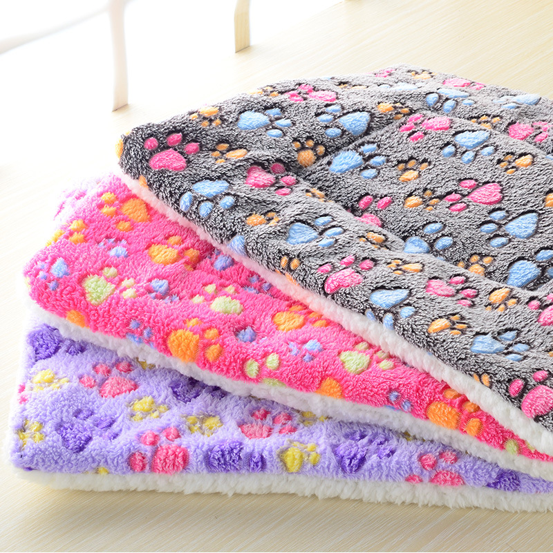 Couverture pour animaux de compagnie, niche pour chien, tapis en coton, imprimé pattes de flanelle, pour chat