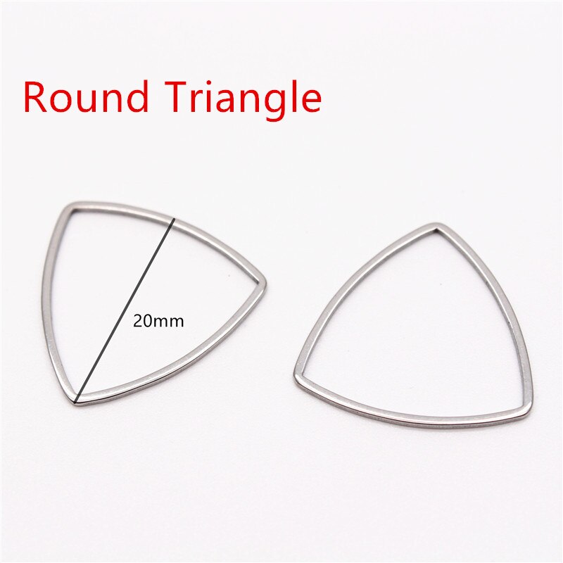 10 pçs oco aço inoxidável encantos pingentes círculo forma quadro jóias achados bezels para diy artesanato brinco colar fazendo: Round Triangle