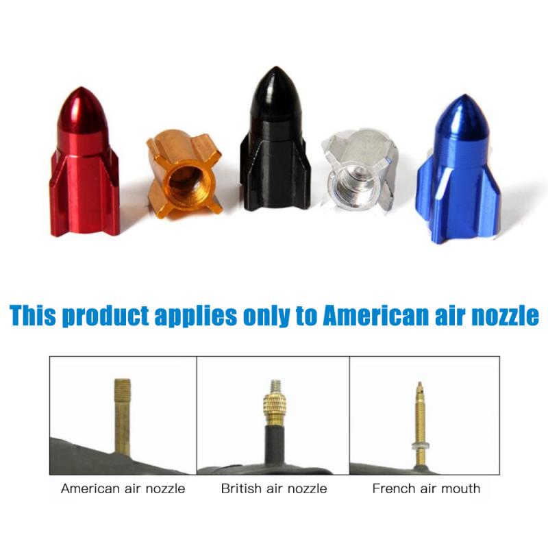 Fiets Cap Valve Aluminium Legering Raket Vorm Road Motor Fiets Auto Band Velgen Stem Air Valve Stofkap Fiets accessoires