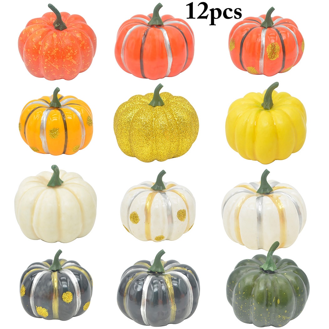 12Pcs Halloween Pompoen Kunstmatige Pompoen Photo Prop Foam Festival Halloween Party Tafel Tuin Decor Ornament Craft