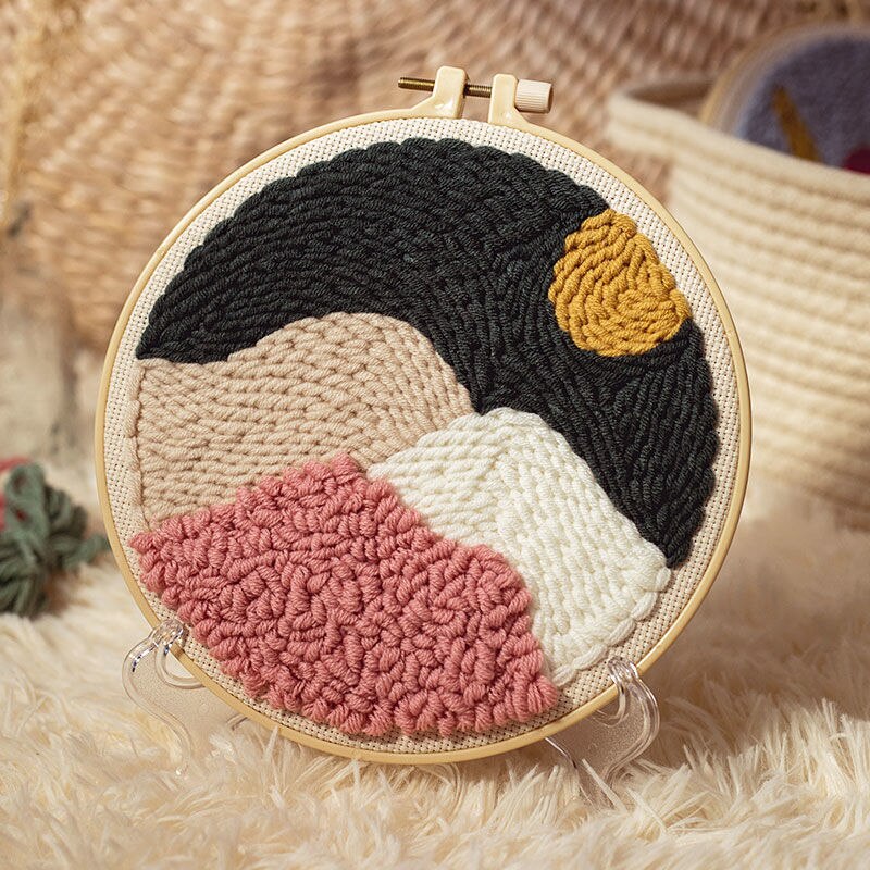 Punch Embroidery Kit Easy Punch Needle Embroidery Kit with Hoop for Beginner Handmade Sewing Kits Craft