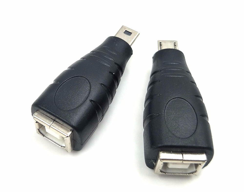 USB Type B Female Plug Printer Adapter, USB B Female Scanner to Micro USB Male and Mini USB Male High Speed Connector for Phones