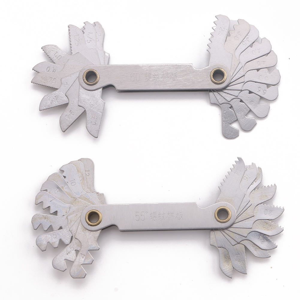 60 and 55 Degree Thread Measuring Gage Gauge 20cs Stainless Steel Metric Whitworth Screw Pitch Thread Plug Gage