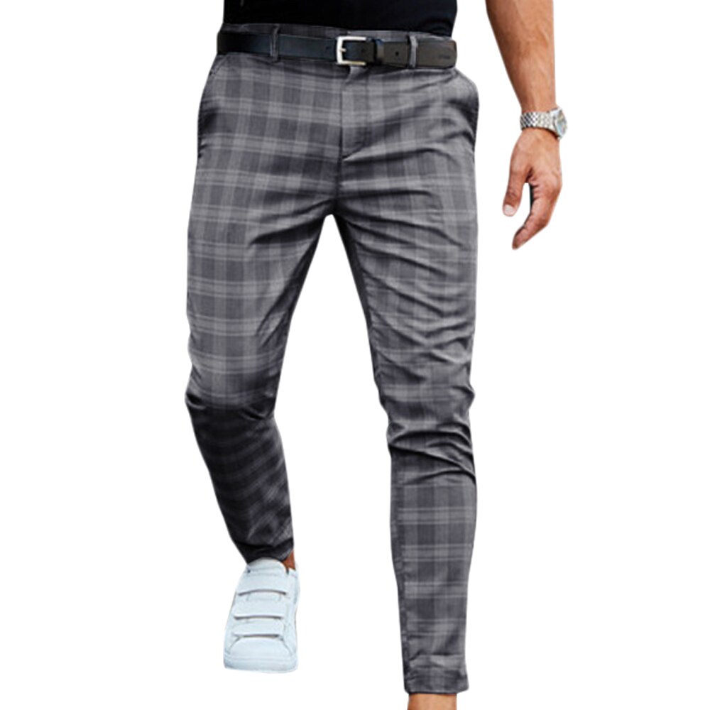 Men Pants Smart Casual Pants Men Clothing Plaid Pencil Pants Men Clothing Long Trousers Male