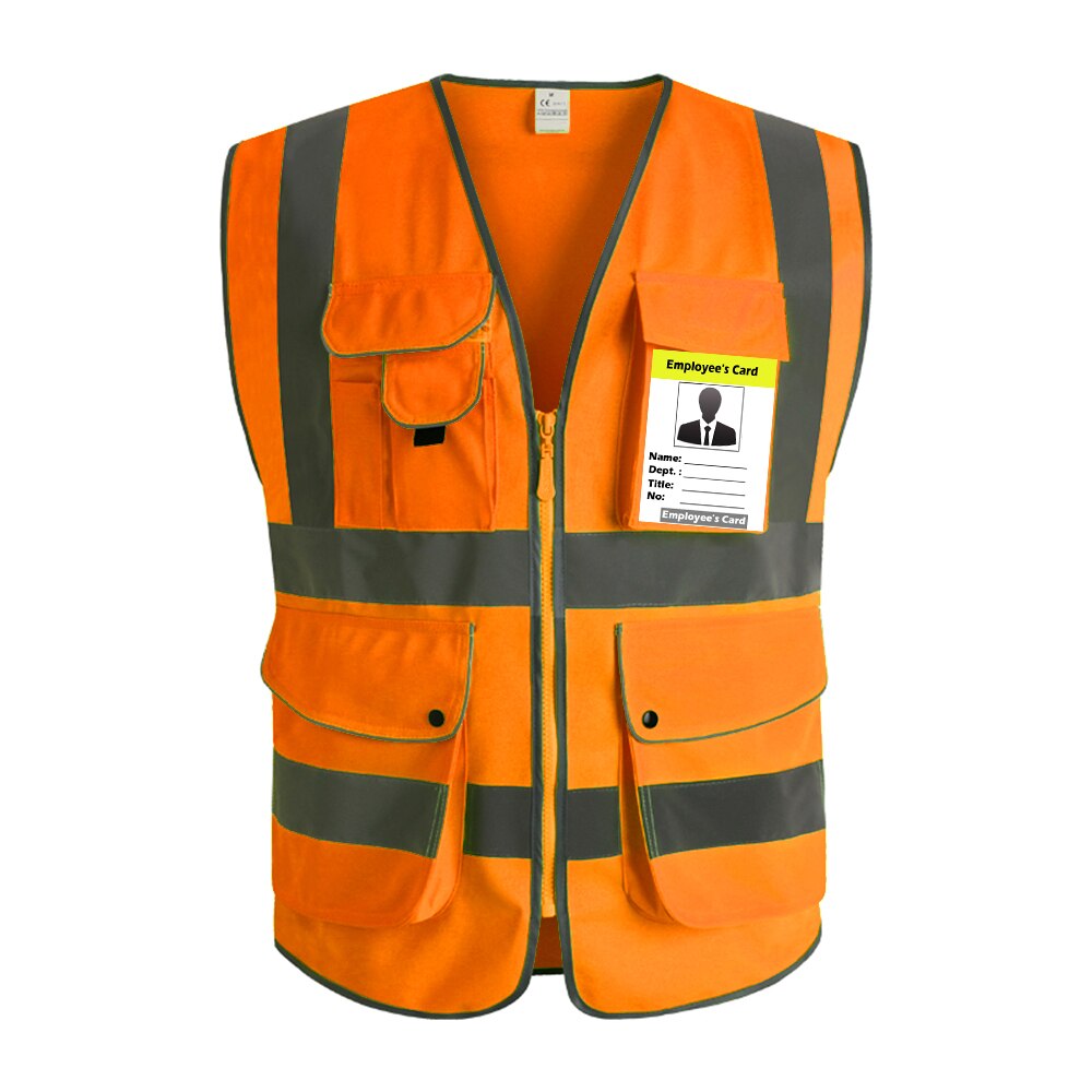 Construction Safety Vest Reflective Work For Men Women Hi Vis Vest With Reflective Stripes Safety Vest Pockets And Zipper: Orange / M-Chest 120cm