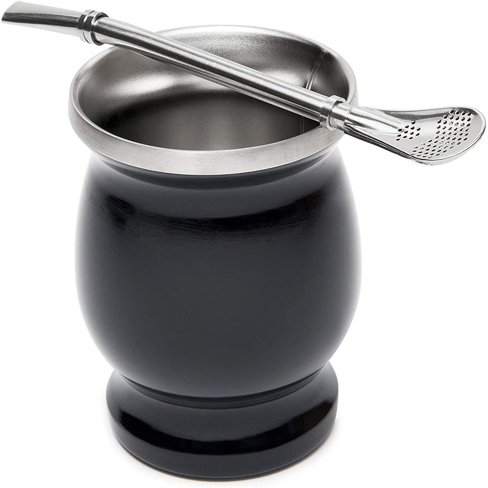 Yerba Mate Kalebas Cup Roestvrij Staal Thee Cup Set Natuurlijke Kalebas Geïsoleerde Beker Eenvoudige Reiniging Dubbelwandige Yerba Mate cup Insulati