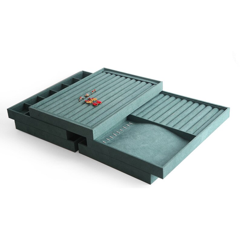 Jewelry Organizer Tray - Velvet Display Holder for Rings, Earrings, Necklaces, Bracelets - 35x24x3cm