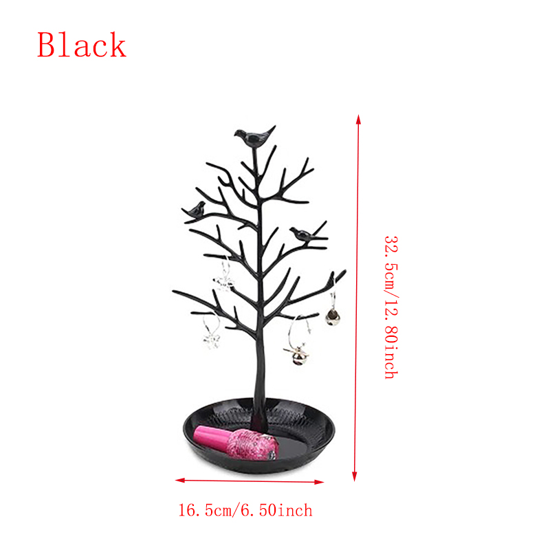 Earrings Necklace Ring Bracelet Jewelry Display Stand Tray Tree Watch Storage Racks Jewelry Organizer Holder: Black