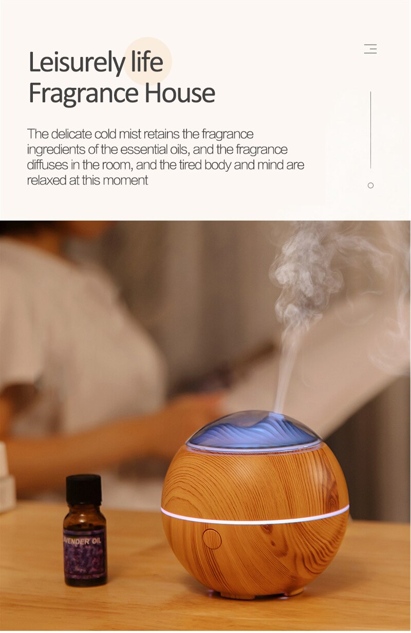 Mountain View Luchtbevochtiger Aromatherapie Machine Usb Mini Desktop Diffuser Houtnerf Led Licht Spuit Voor Home Office