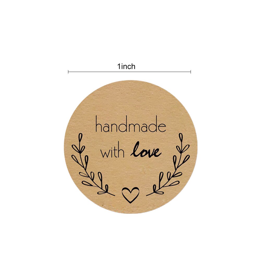500PCS Round Labels Handmade Kraft Paper Packaging Sticker For Candy Dragee Bag Box Packing Bag Wedding Thanks Stickers: E