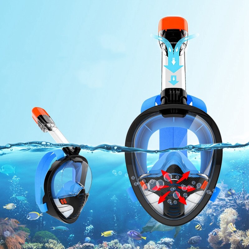Full Face Snorkel Mask Adult Snorkeling Mask with Detachable Camera Mount Swimming Training Diving