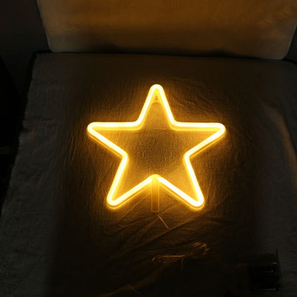 Led Star Shape Wall Hanging Neon Light Festival Christmas Indoor Party Decor Bedroom Desktop