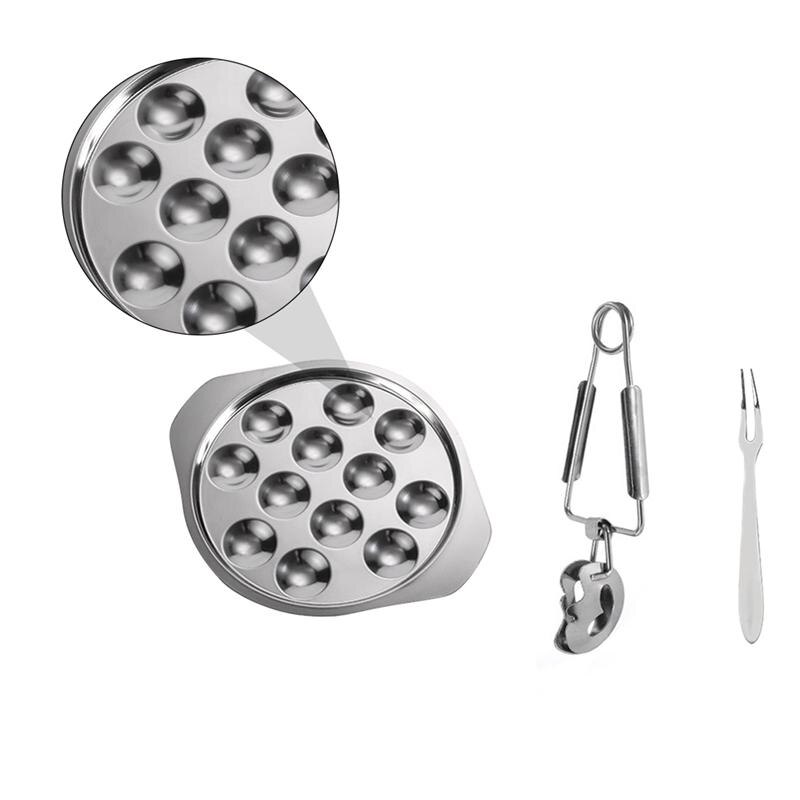 1 Set of Snail Plate Serving Plate Stainless Steel Escargot Dish Kitchen Plate