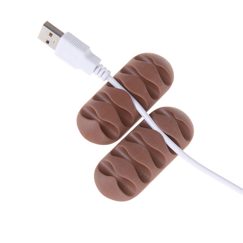Conjunto de 2 unidades de organizador de cables de escritorio para oficina organizador de cables de Cable USB de silicona autoadhesivo, enrollador de cables, Clip de Cable, almacenaje para cables