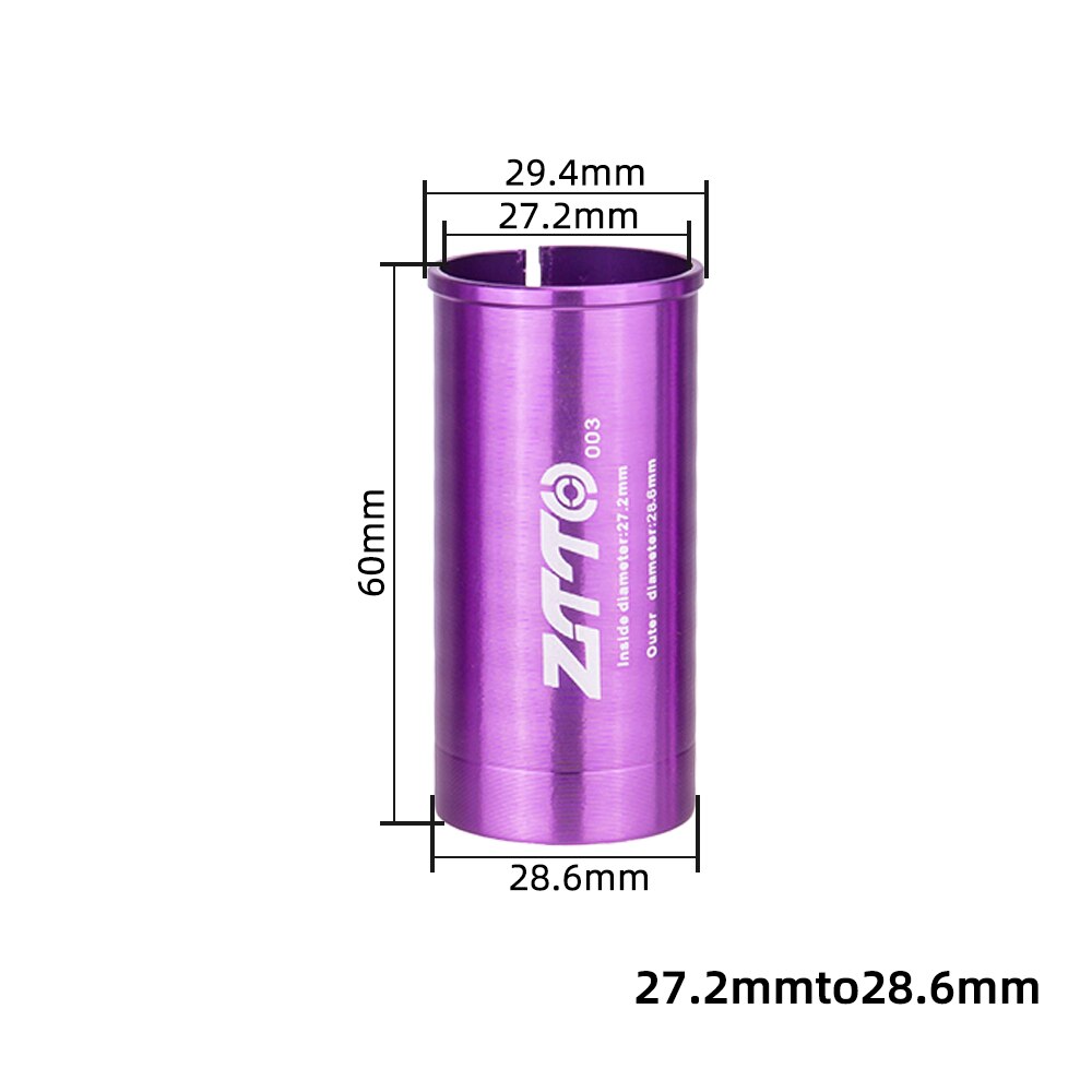 ZTTO-Adaptador de tija de sillín para bicicleta, manga de tubo de asiento, espaciador de aleación para ciclismo de montaña y carretera, cambio de tamaño 25,4, 27,2, 31,6: 3-27.2 to 28.6