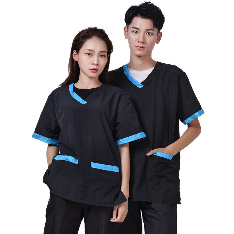 Pet Groomer Anti Hair Overalls Pets Shearing Non Sticky Hair Work Clothes Breathable Suit Anti Static Beautician Uniform Y0621
